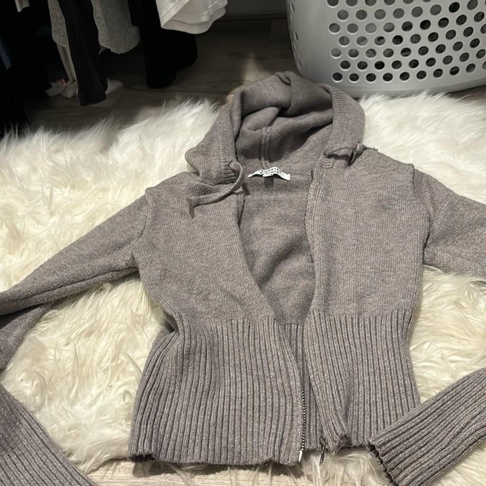 Frankie’s bikinis soft hoodie zip sweater top cardigan M